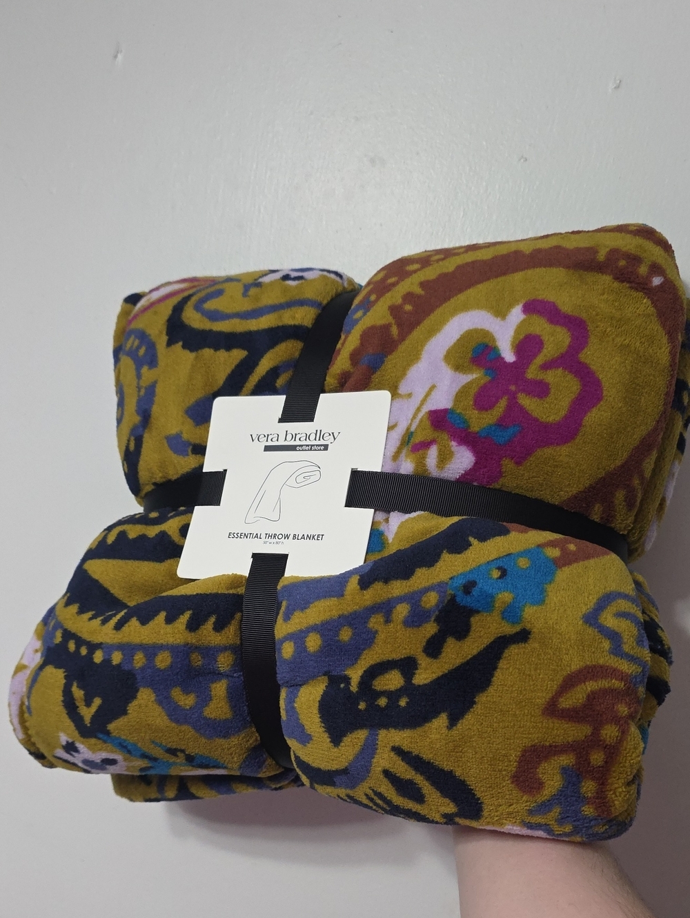 Vera Bradley Olive Multicolor Paisley Floral Throw